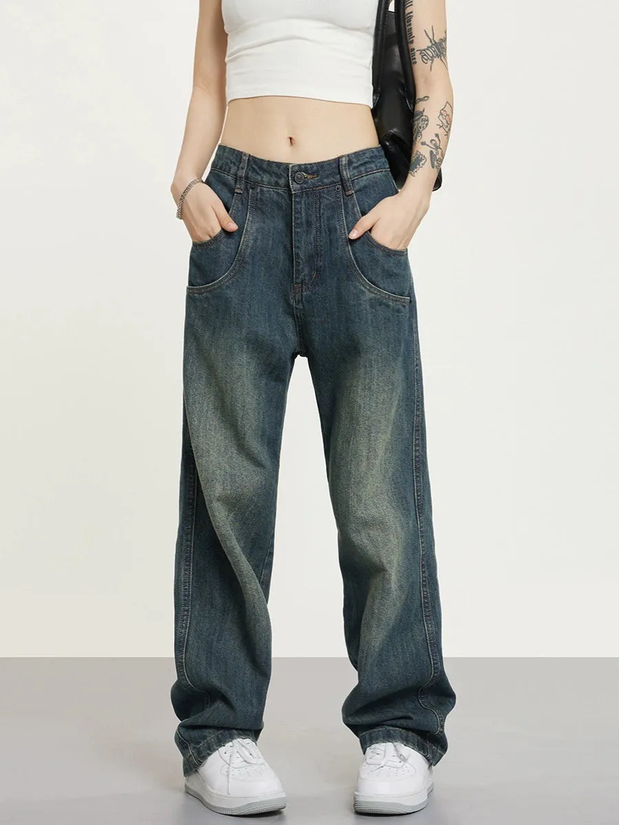Trendy High Street Casual Men's and Women's Nostalgic Retro Jeans